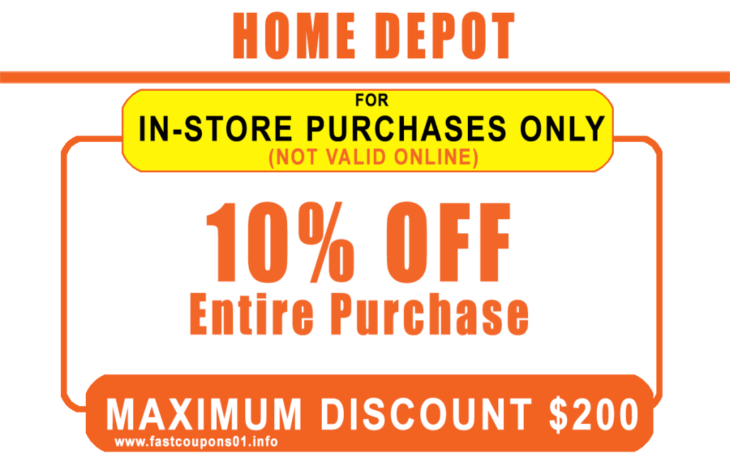 instore home depot 10% off